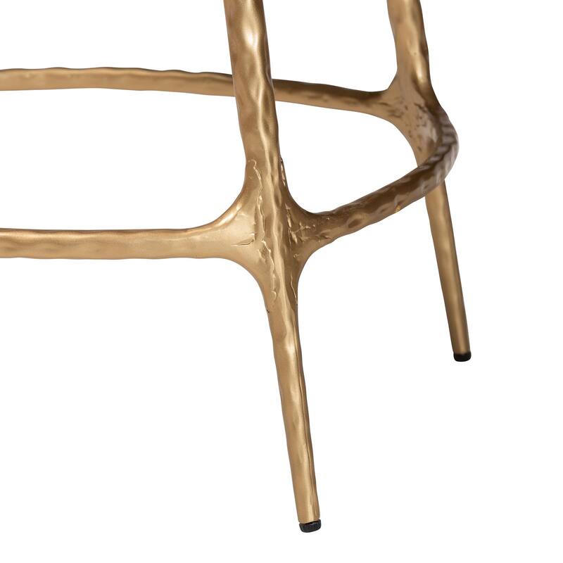 Aarush Counter Stool - Modern Rustic Seating with Hand-Forged Metal Frame and Low Back for Kitchen Island or Lounge