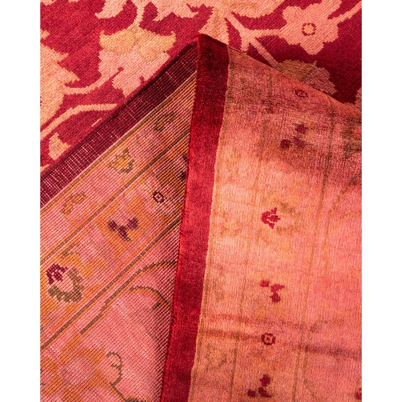 Overton Hand Knotted Wool Vintage Inspired Modern Contemporary Overdyed Red Area Rug - 10' 3" x 14' 3"