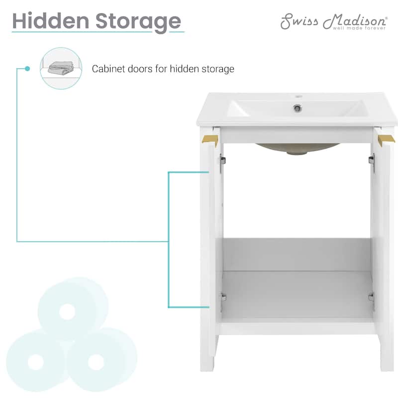 Swiss Madison SM-BV290 Bastille 24" Free Standing Single Basin Vanity