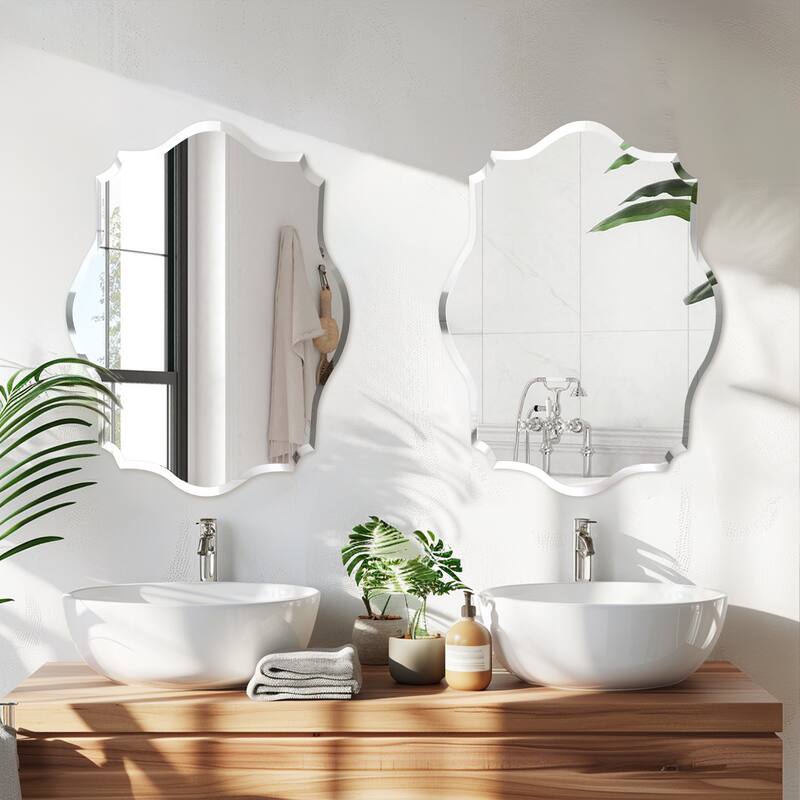 Frameless Bathroom Mirror Wall Mounted Modern Stylish Design with Contemporary Bevelled Edges