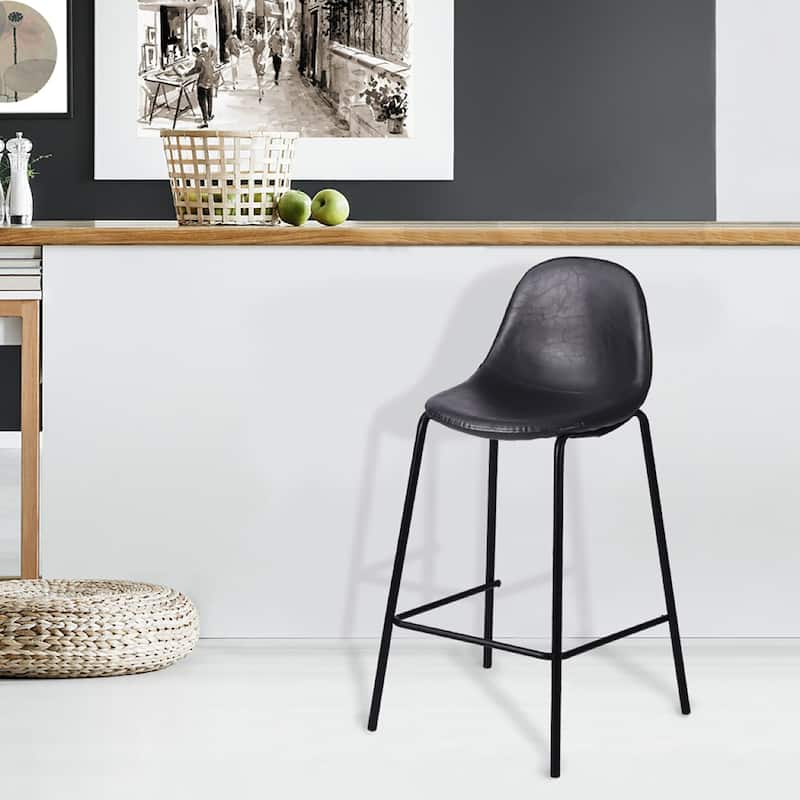 Porthos Home Tave Counter Stools Set Of 2, PU Leather Upholstery, Iron Legs