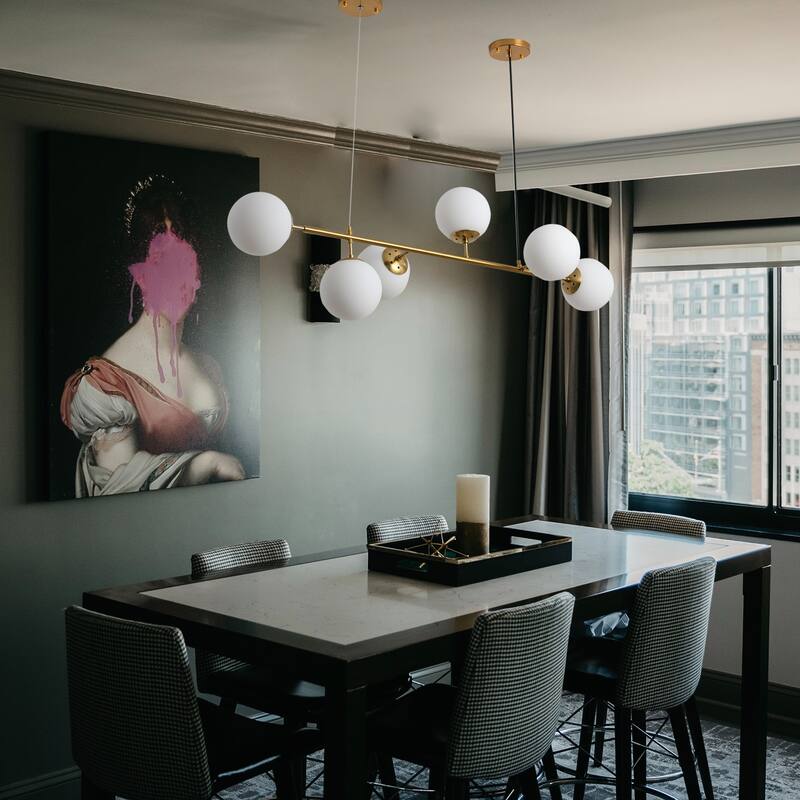 6 Lights Globe Mid Century Chandelier Sputnik Modern Pendant Lighting