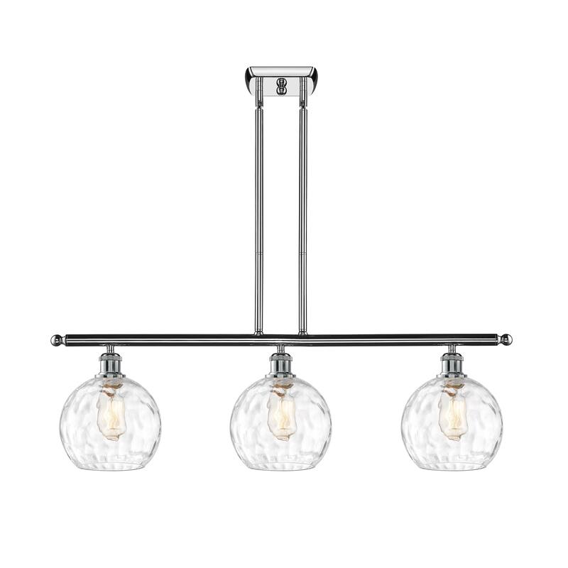 Innovations Lighting Athens Water Glass 3 Light 36" Island Light - 8" Shade - Polished Chrome