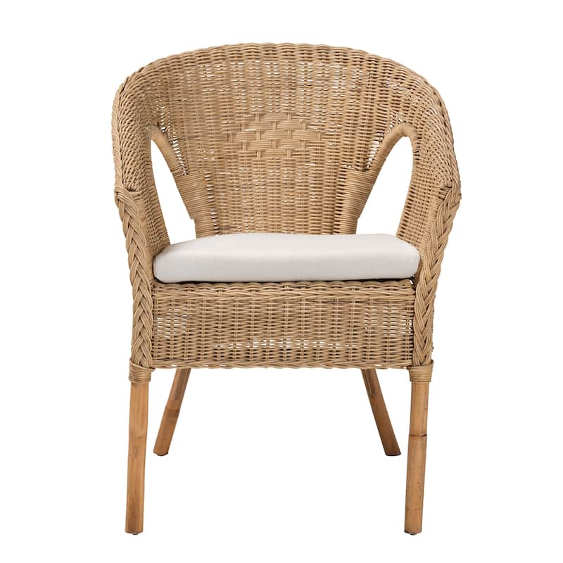 Abbey Modern Bohemian Natural Brown Antique Rattan Dining Chair