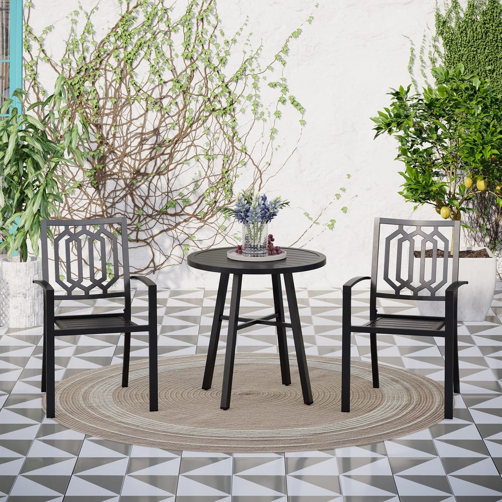 MAISON ARTS Metal Outdoor Patio Bistro Set 3 Pieces Dining Furniture