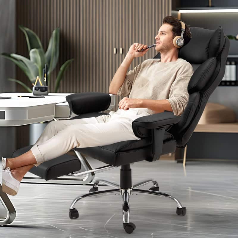EROMMY Ergonomic Office Chair Adjustable Headrest Footrest Lumbar Support