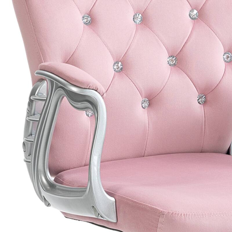 Adjustable Velvet Desk Chair with Swivel Wheels, Padded Armrests, Tilt Function, and Comfortable Curved Backrest for Home Office