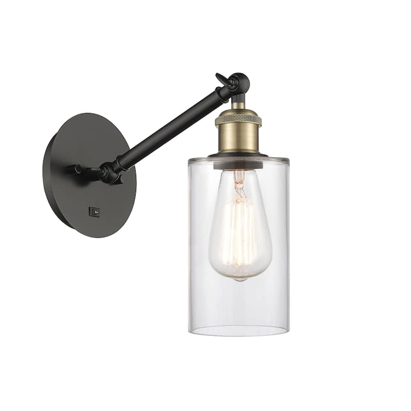 Innovations Lighting Ballston Clymer - 1 Light 5" Sconce - Arm Adjusts Up and Down - Clear/Black Antique Brass