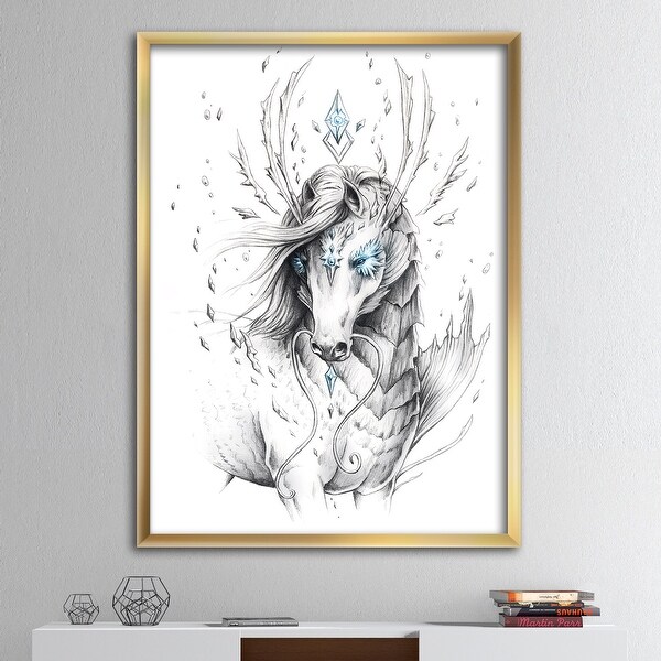 Designart 'Sea Horse Crystal Blue' Modern & Contemporary Premium Framed Art Print. Opens flyout.