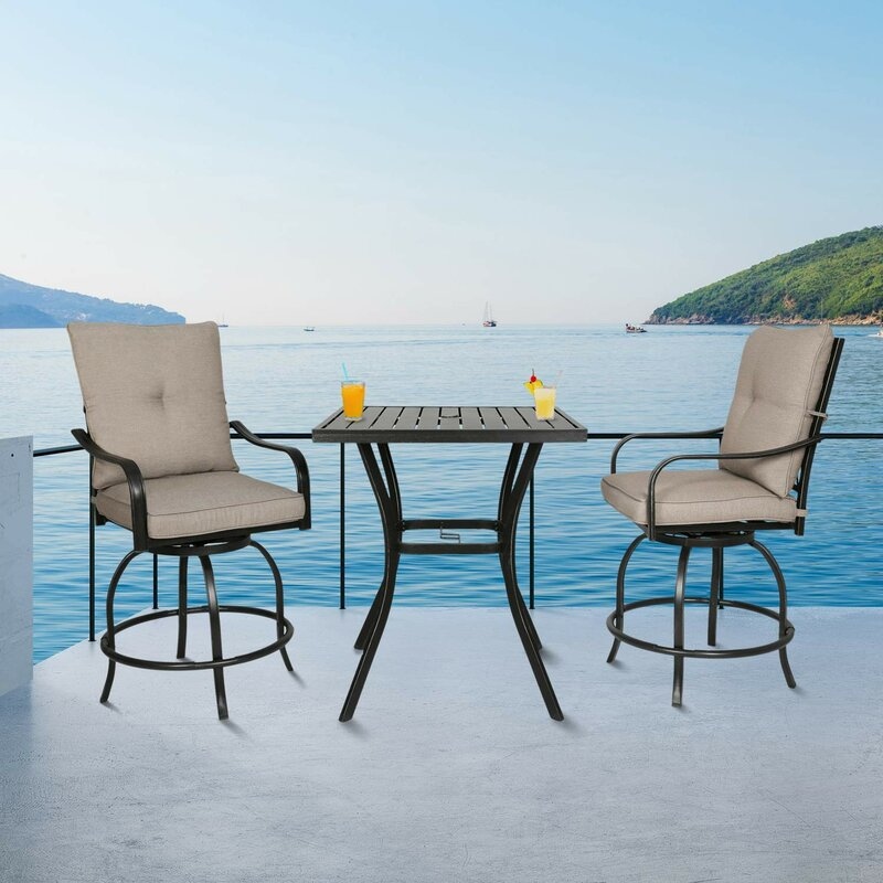 Bar height patio clearance table with umbrella hole