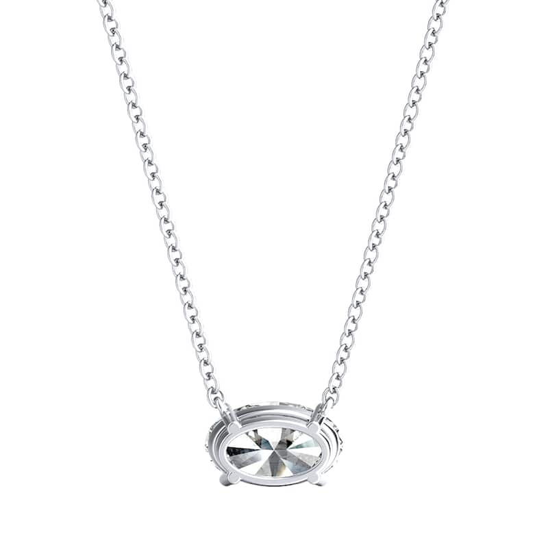Auriya 1/2ctw East West Oval Solitaire Diamond Necklace 14k Gold Prong-set (H-I, I1-I2)
