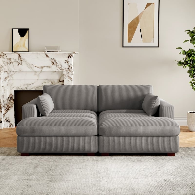 84" Corduroy Modular Sectional Sofa Couch for Living Room - 84" W