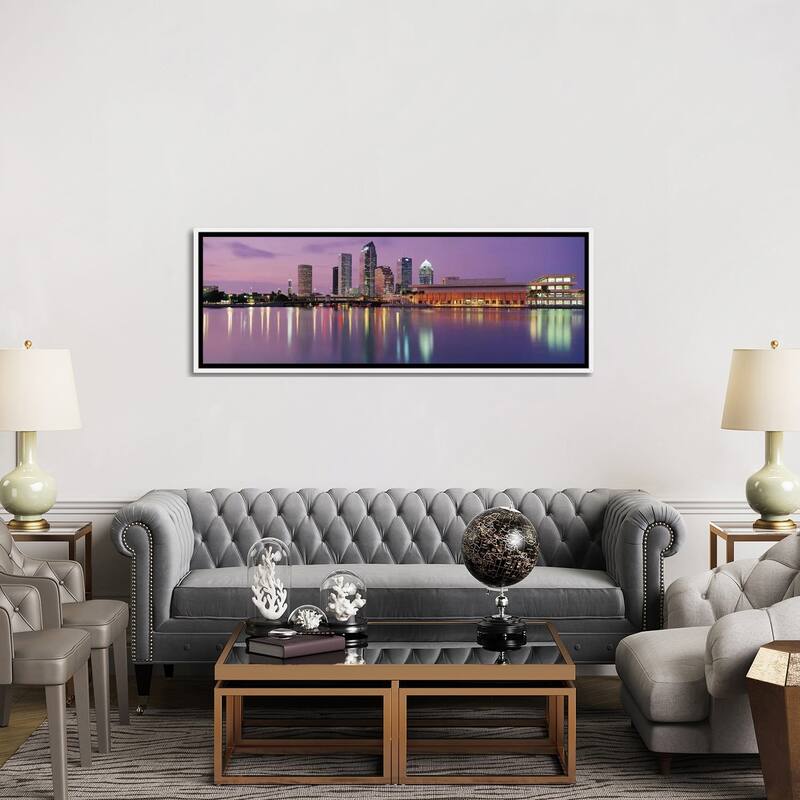 iCanvas "Tampa Panoramic Skyline Cityscape (Dusk)" by Unknown Artist Framed Canvas Print