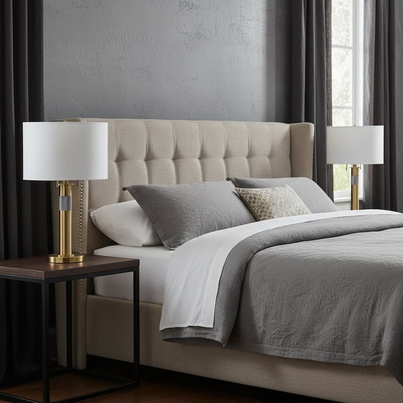 Metal Dual Pulls Contemporary Table Lamp - Gold, 25 in. - 25.0"