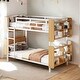 preview thumbnail 2 of 12, White Twin Over Twin Metal Bunk Bed with Storage Space, Ladder and Full-Length Guardrail