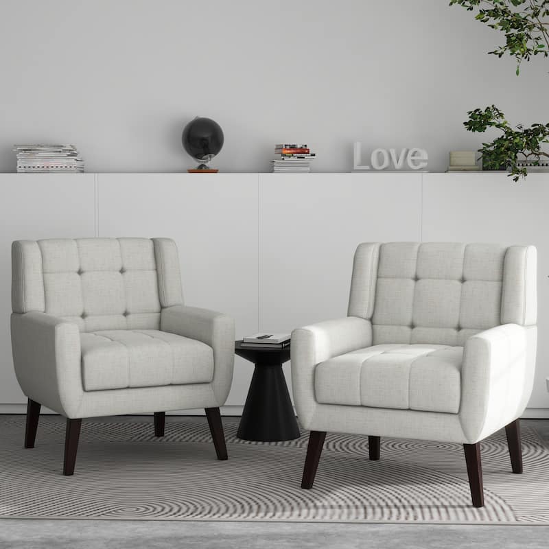Tufted Arm Chair Upholstered Lounge Chair(Set of 2)