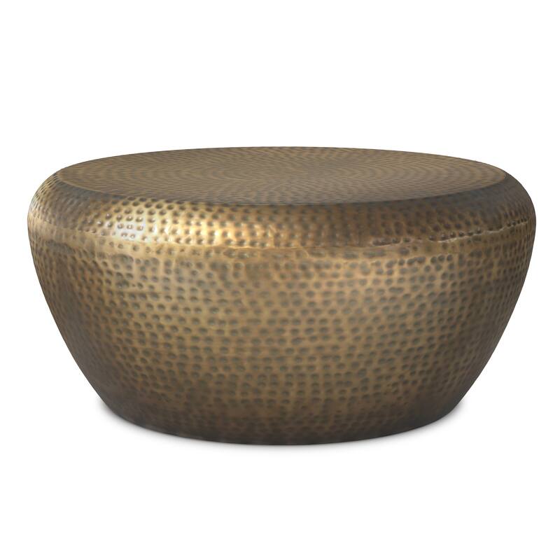 WYNDENHALL Lerner 36" Wide Modern Industrial Coffee Table in Antique Gold Iron & Assembled