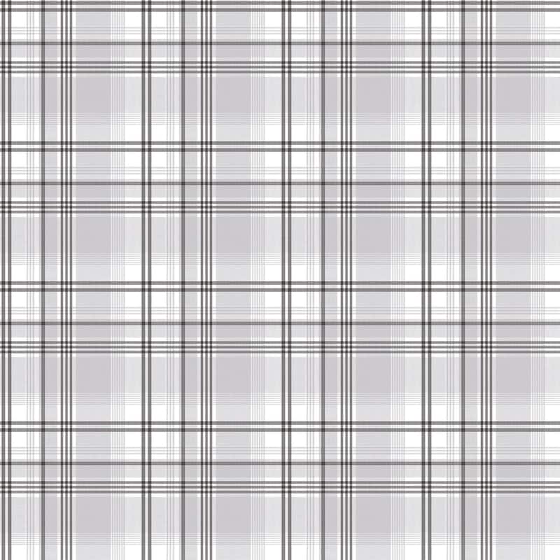 Galerie Wallcoverings Kitchen Recipes Traditional Plaid Design Vinyl on Non-woven Matte Wallpaper Roll - 33 feet x 21 inches - Grey
