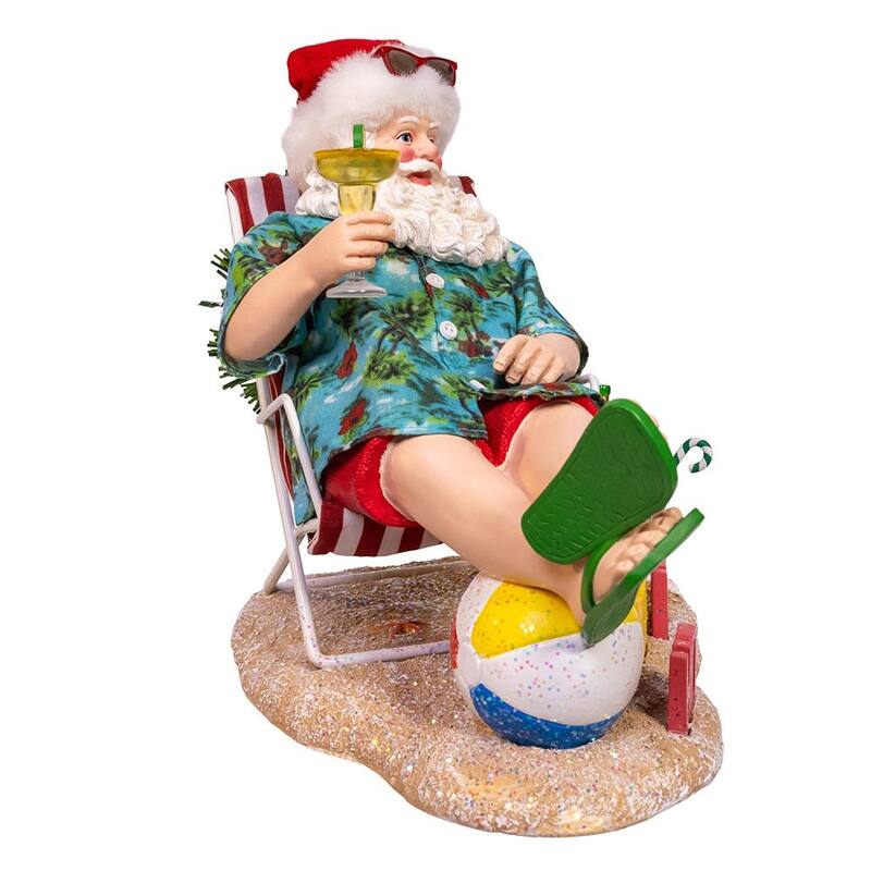 Kurt Adler 8.5-Inch Fabriche Santa Sitting on Beach Chair