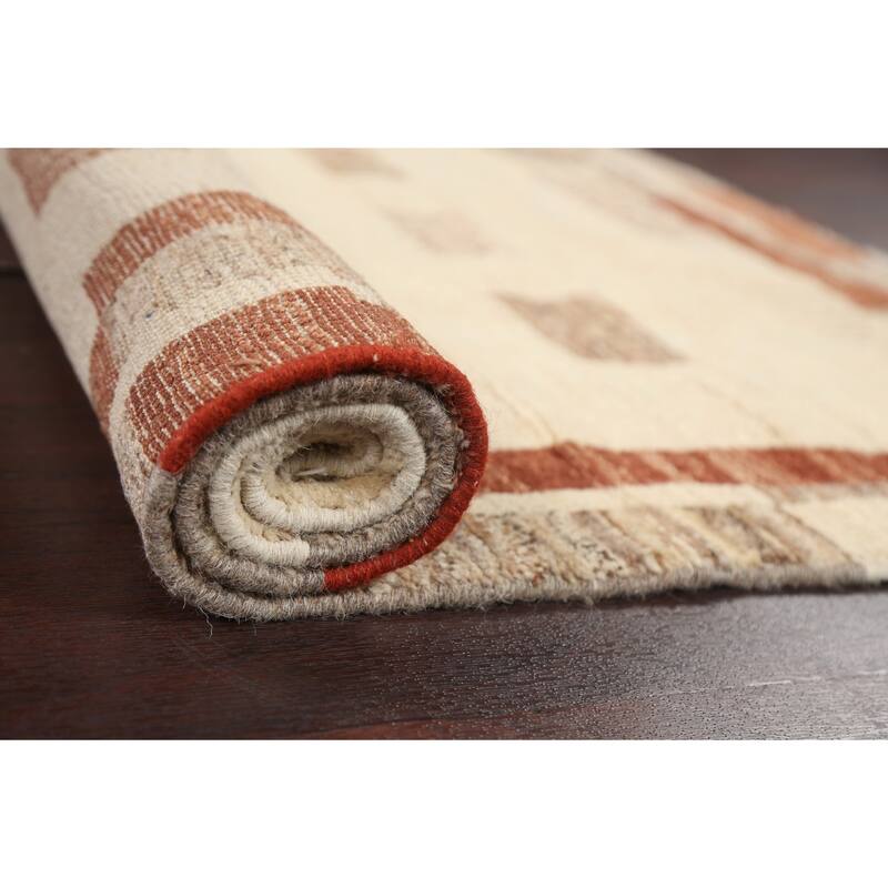 Wool Geometric Gabbeh Kashkoli Oriental Area Rug Hand-knotted Carpet - 3'5" x 5'3"