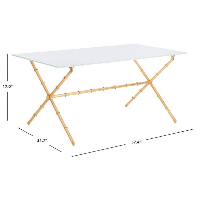 SAFAVIEH Treasures Jocelyn Bronze-Ish Silver/ Glass Top Accent Table - 37.4" x 19.7" x 17"