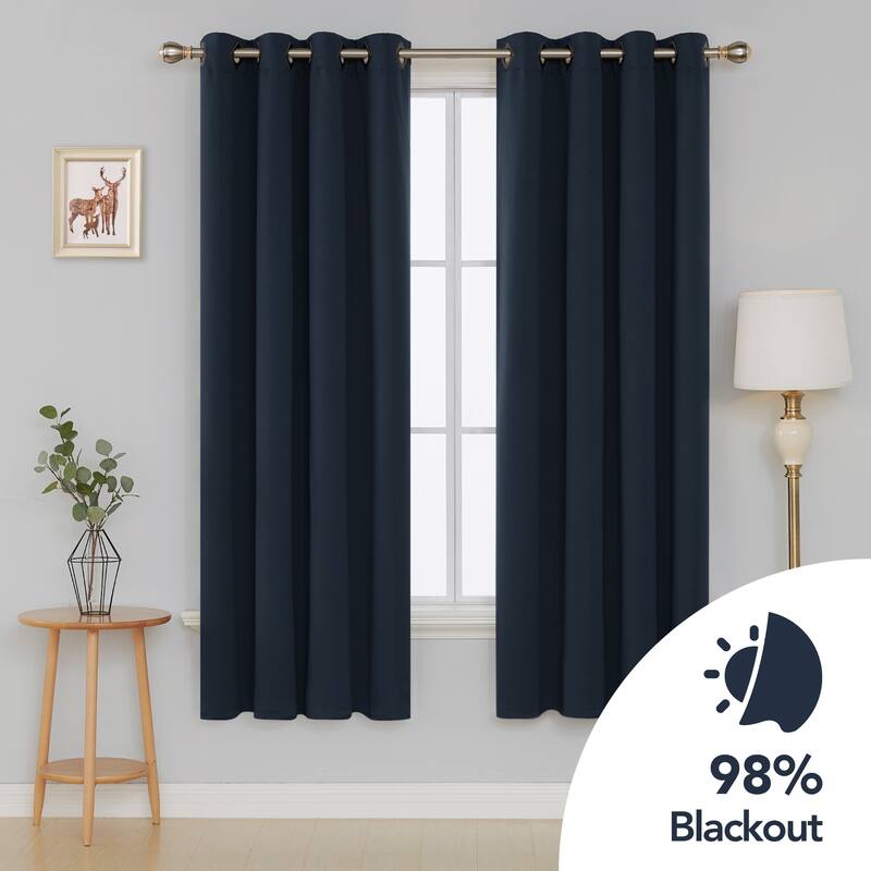 Deconovo Square Grommet Curtain Panel Pair(2 Panel) - 52x72 - Navy Blue