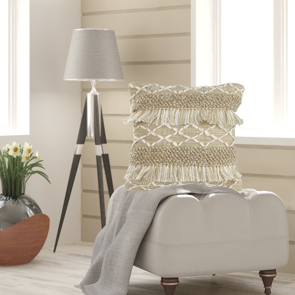 Neutral Fringe Geometric Throw Pillow. Opens flyout.