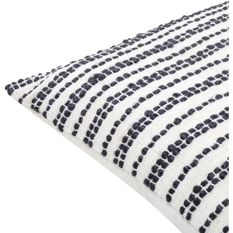 Montoya Embroidered Stripe Coastal Throw Pillow