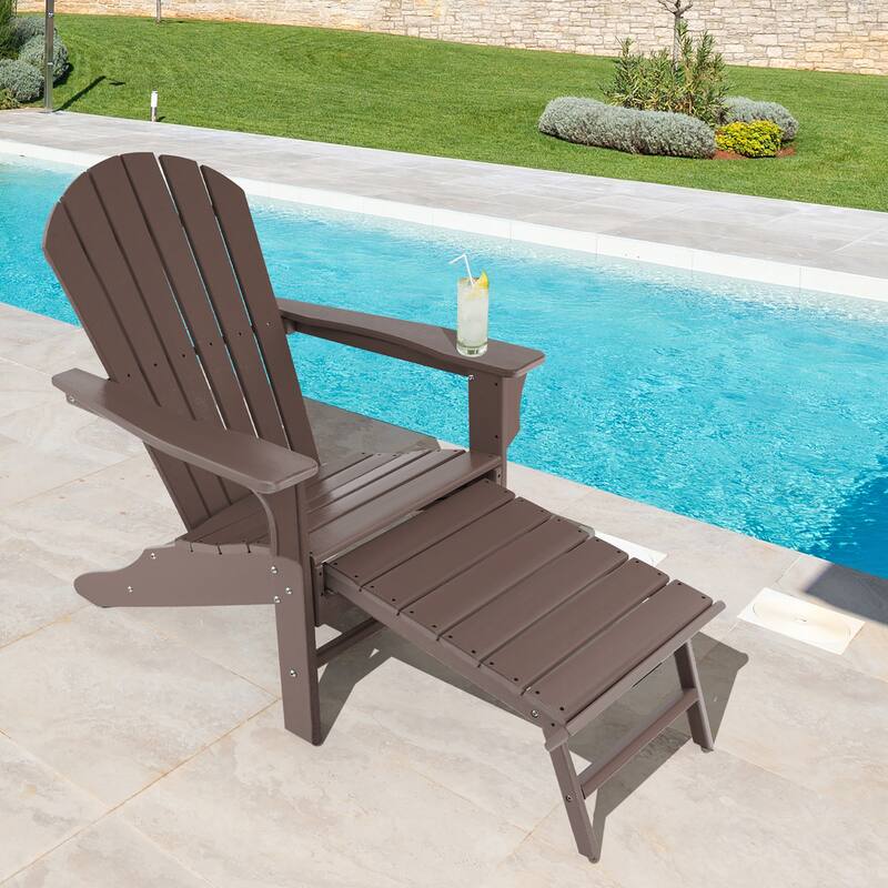 Costway 2 PCS Outdoor Patio HDPE Adirondack Chair Beach Seat - 29''x 53''x 37.5''