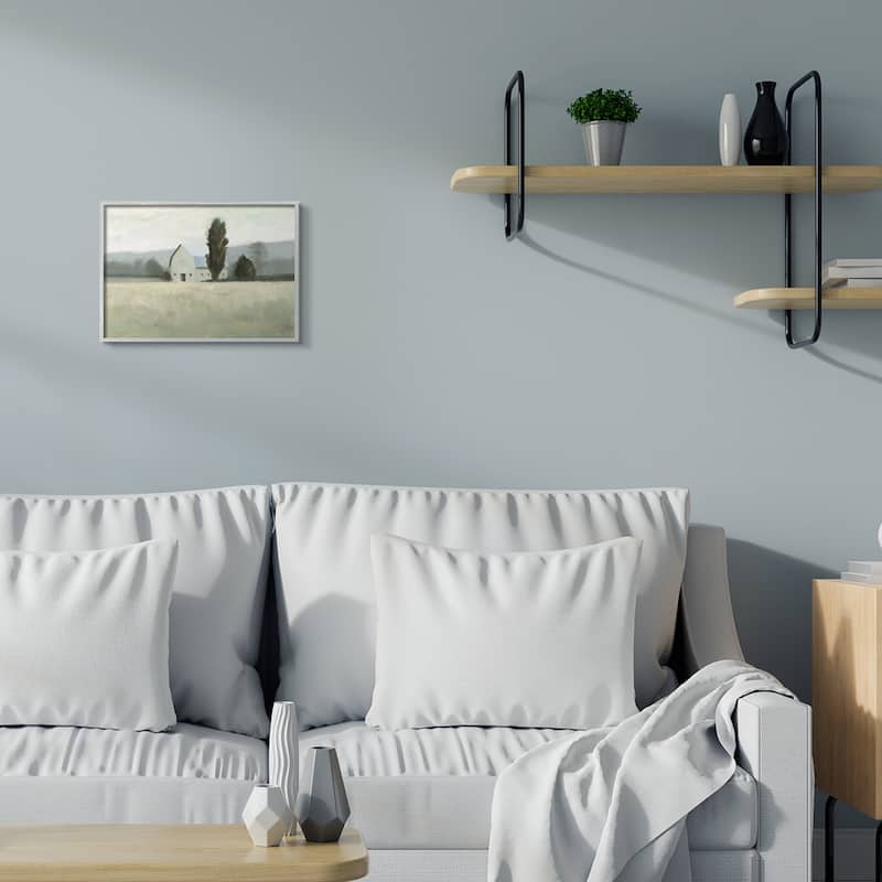 Stupell Farmside Landscape White Barn Green Meadow Framed Giclee Texturized Art by James Wiens