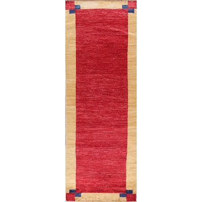 Oriental Gabbeh Kashkoli Wool Runner Rug Hand-knotted Hallway Carpet - 2'8" x 9'11"