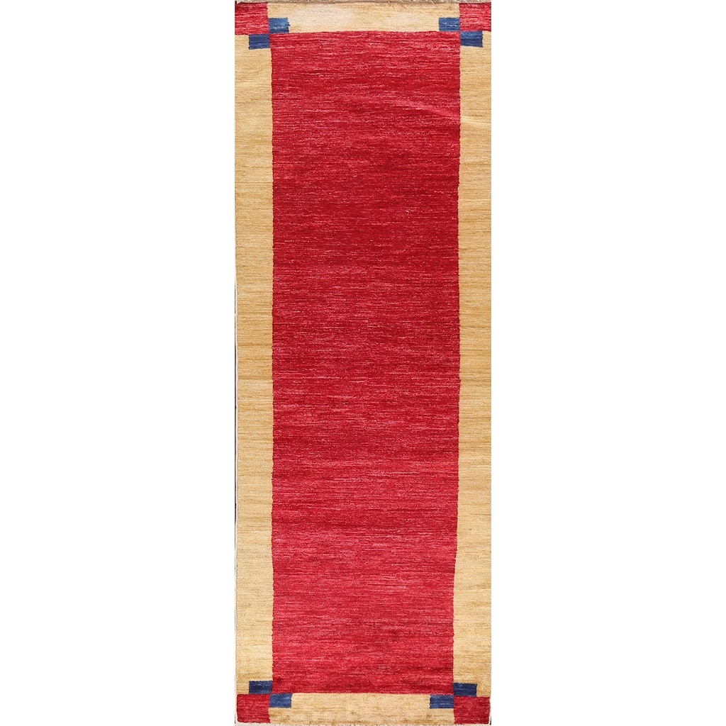 Oriental Gabbeh Kashkoli Wool Runner Rug Hand-knotted Hallway Carpet - 2'8" x 9'11"