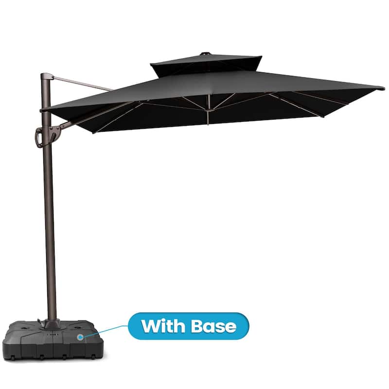 Outdoor 9 x 11 ft Double Top Patio Cantilever Umbrella with Base