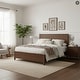preview thumbnail 4 of 57, Christopher Knight Home - Modern Wooden Bed Frame with Headboard and Footboard Walnut - Queen