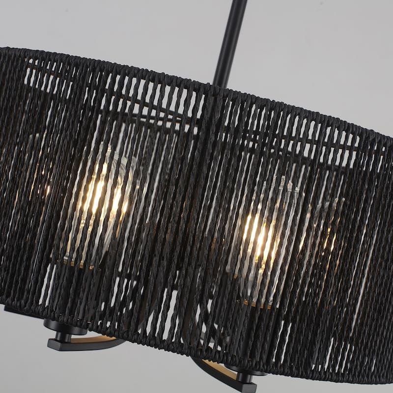 6-Light Boho Farmhouse Handwoven Paper Rope Rattan Chandelier