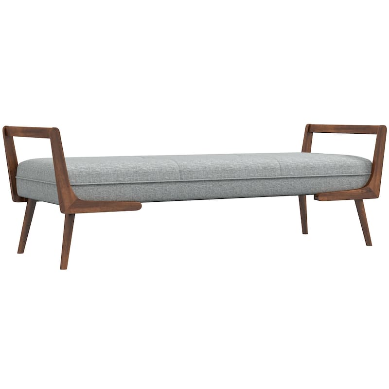 GDFStudio - Cora Modern Mid-Century 51" Upholstered Bench with Biscuit Tufting & Wood Base - 51.2"W