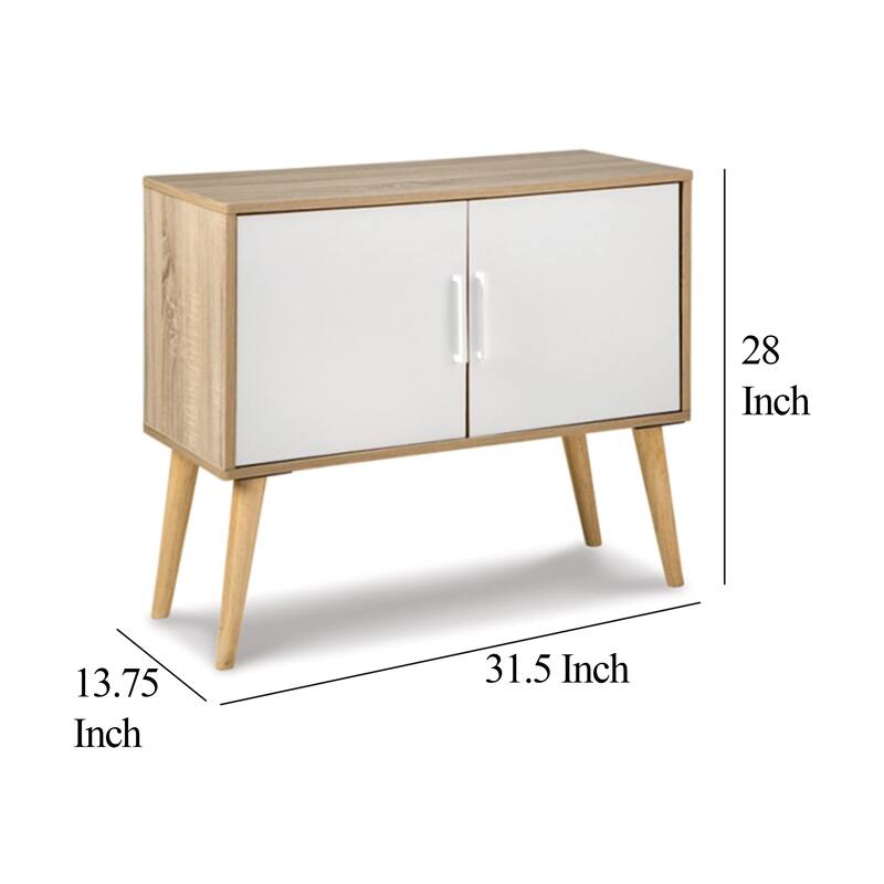 Kior Accent Cabinet Console, 2 Doors w Adjustable Shelf, White 32 Inch
