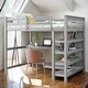 preview thumbnail 2 of 14, Industrial Modern Full Size Loft Bed with Storage Shelves and Under-bed Desk, Sturdy Construction & Safety Guaranteed, Grey