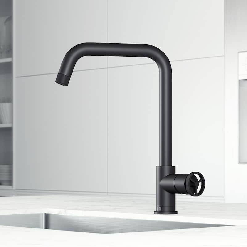 VIGO Cass Industrial 14" H Single Handle Kitchen Bar Faucet