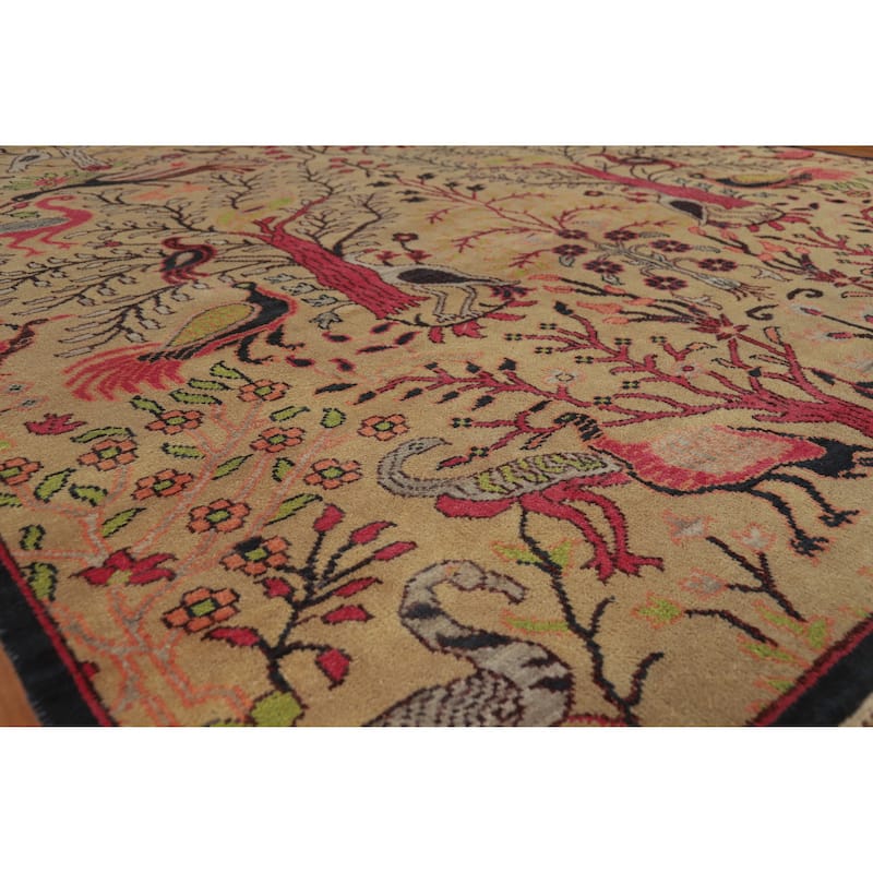 Hand Knotted Oriental 100% Wool Carpet Traditional All-Over Brown Ziegler Area Rug - 12' 2'' X 8' 8''