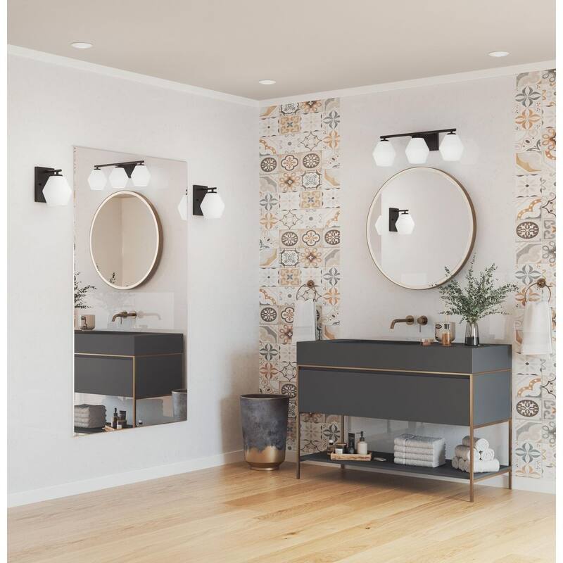 Copeland Collection One-Light Matte Black Mid-Century Modern Vanity Light - 6 in x 7 in x 8 in