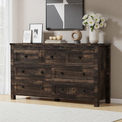 Rustic 7 Drawers Dresser, Wood Chest of Drawers, Dressers Organizer
