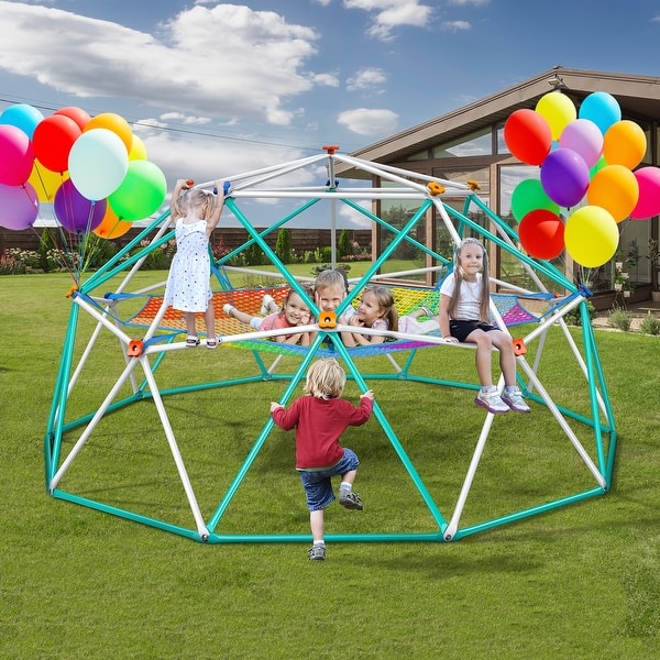slide 2 of 9, Hapfan Jungle Gym, Upgraded 10FT Climbing Dome with Netting Hammock Outdoor Play Equipment for Kids 3-12 - N/A
