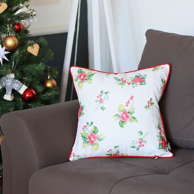 Christmas Themed Decorative Single Throw Pillow White & Red Square