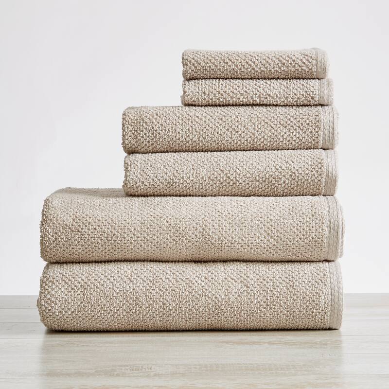 Luxurious Cotton Popcorn Textured Towel Set - 6 Piece Set - Silver Cloud