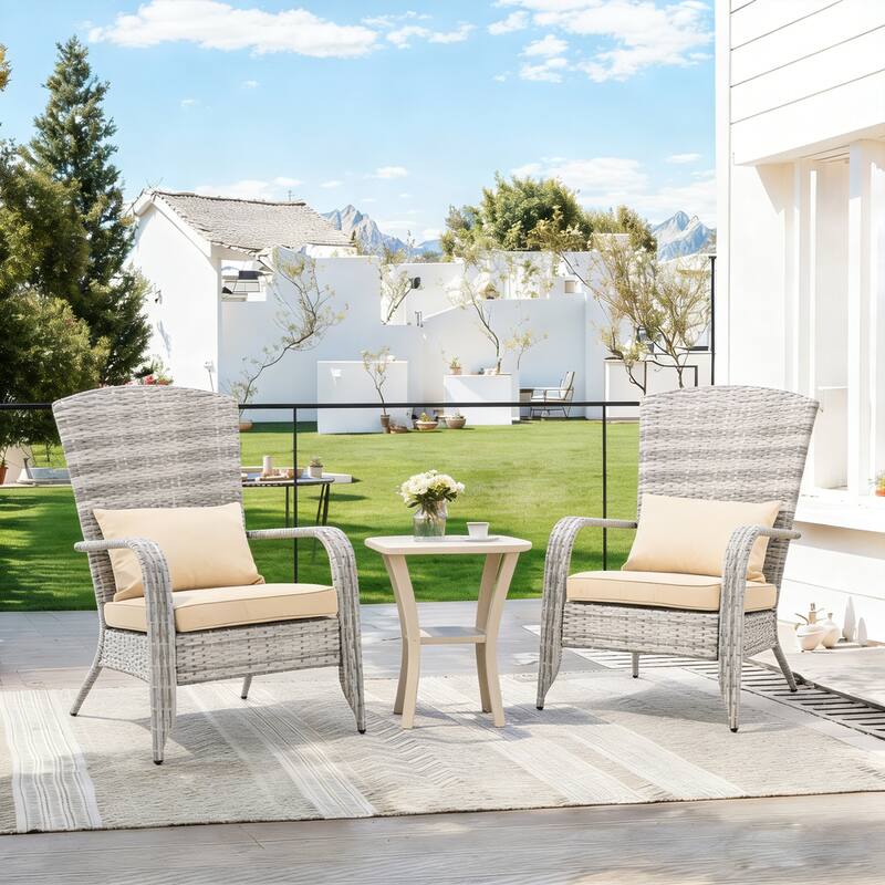 Outdoor Rattan Wicker Accent Chair with All-Weather Cushions