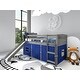 preview thumbnail 2 of 15, Twin Louver Low Loft with Slide in Antique Grey Twin Loft - Blue Tent