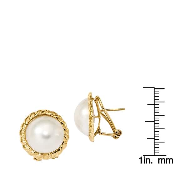 14k Yellow Gold 13-14mm White Button Freshwater Cultured Pearl Post Earrings 14k Yellow Gold 13-14mm White Button Freshwater Cultured Pearl Post Earrings