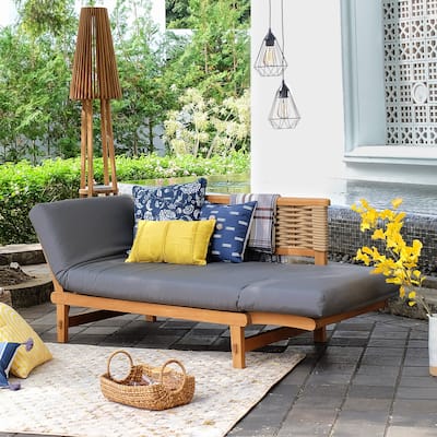 Cambridge Casual Auburn Teak Sofa Daybed with Sunbrella Cushion