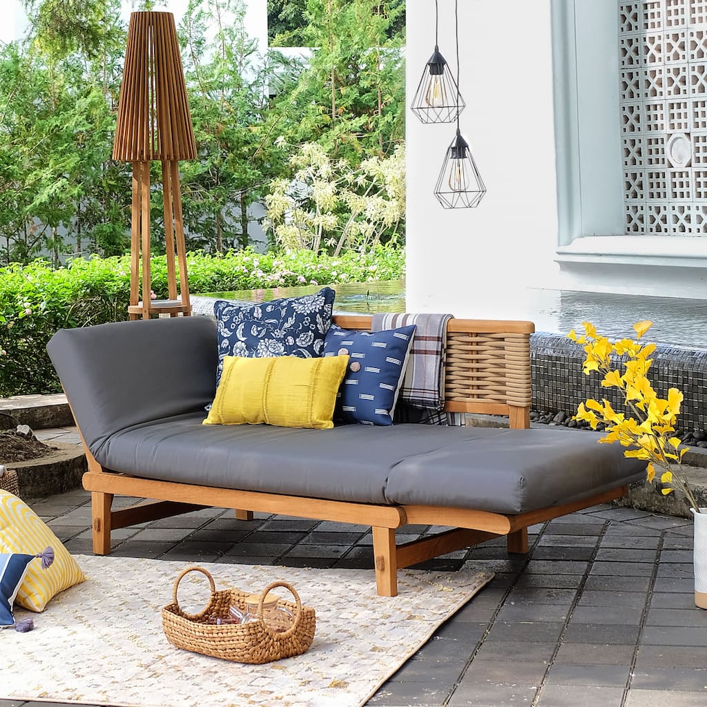 Cambridge Casual Auburn Teak Outdoor Sofa Daybed with Sunbrella Cushion